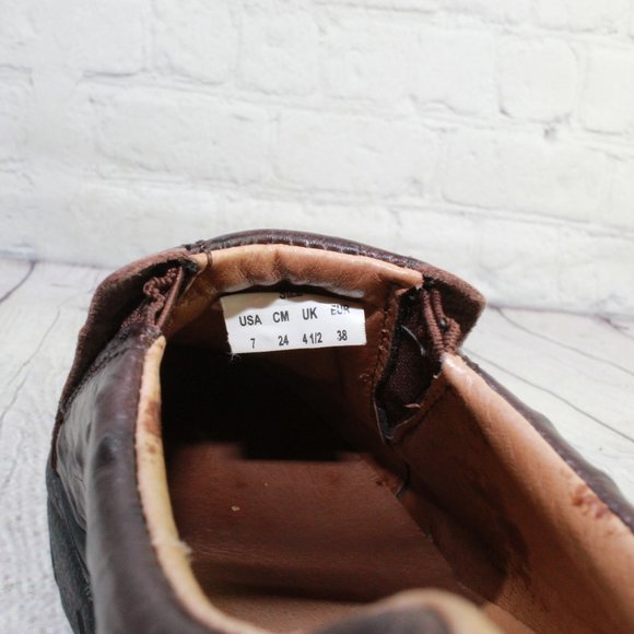 Roper Performance Brown Ostrich Leather Slip On Comfort Loafer Shoes Size 7 - Picture 8 of 9